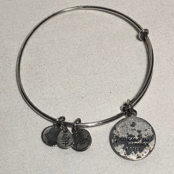 Alex & Ani A Initial Charm Silver Tone Adjustable Bracelet - Picture 2 of 4